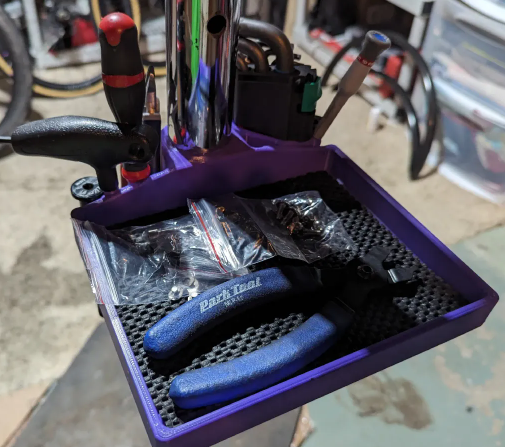 Bike stand tool tray